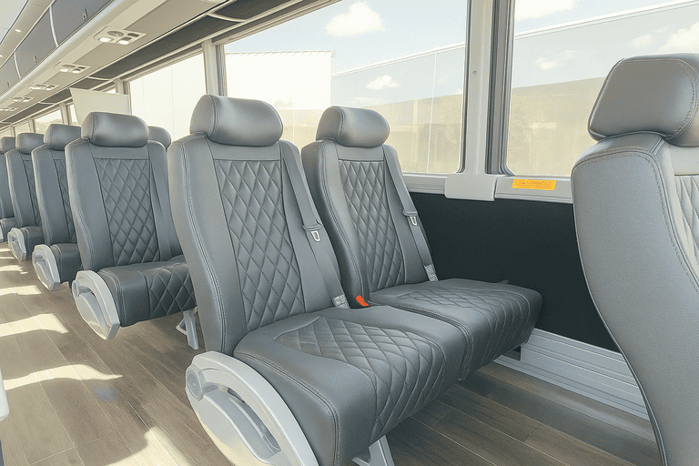 interior of Lubbock Shuttle Bus Rentals charter bus